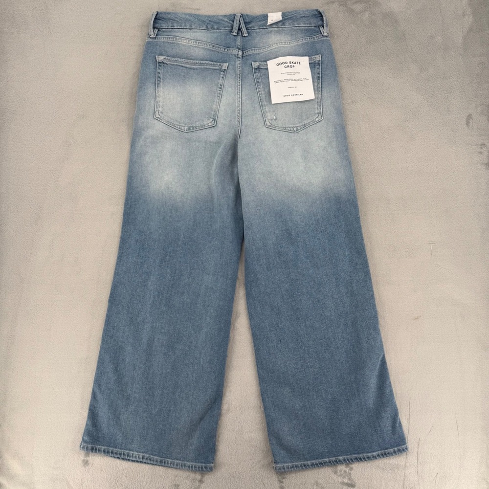 Good American Good Skate Crop Jeans Womens 10/30 High Rise Loose Leg Strech - Picture 10 of 15